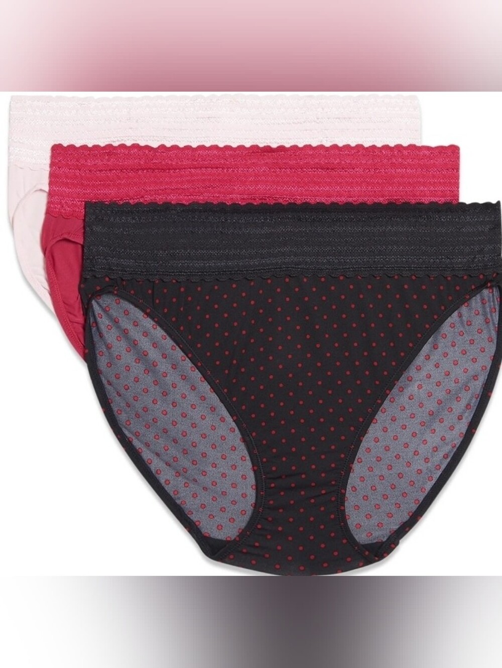 Warner's Hi-Cut 3-Pack Microfiber Lace Waistband Underwear - T15